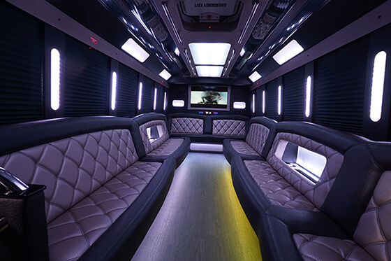 30 passenger limo bus with mood lighting