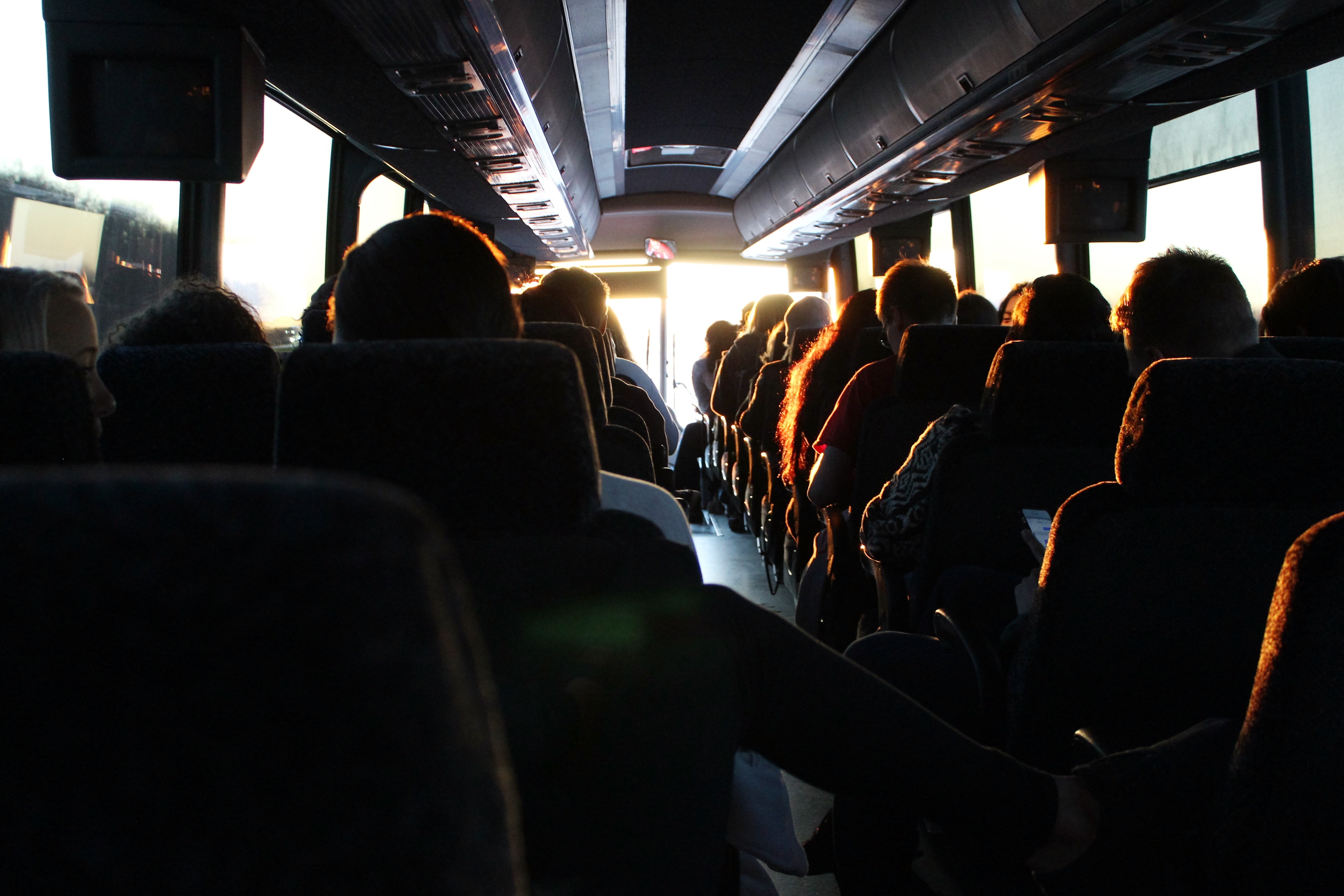 Passengers on a motor coach