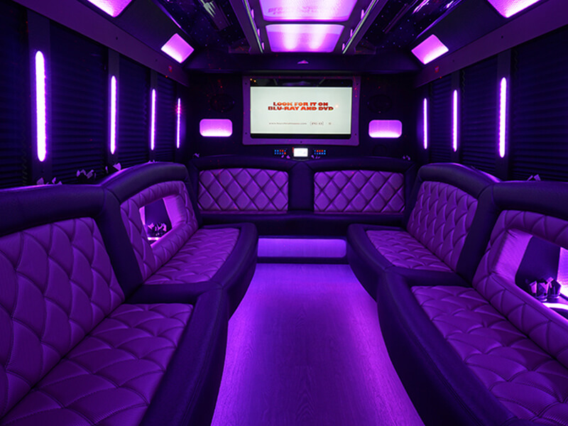 All purple in a party bus in Akron Ohio